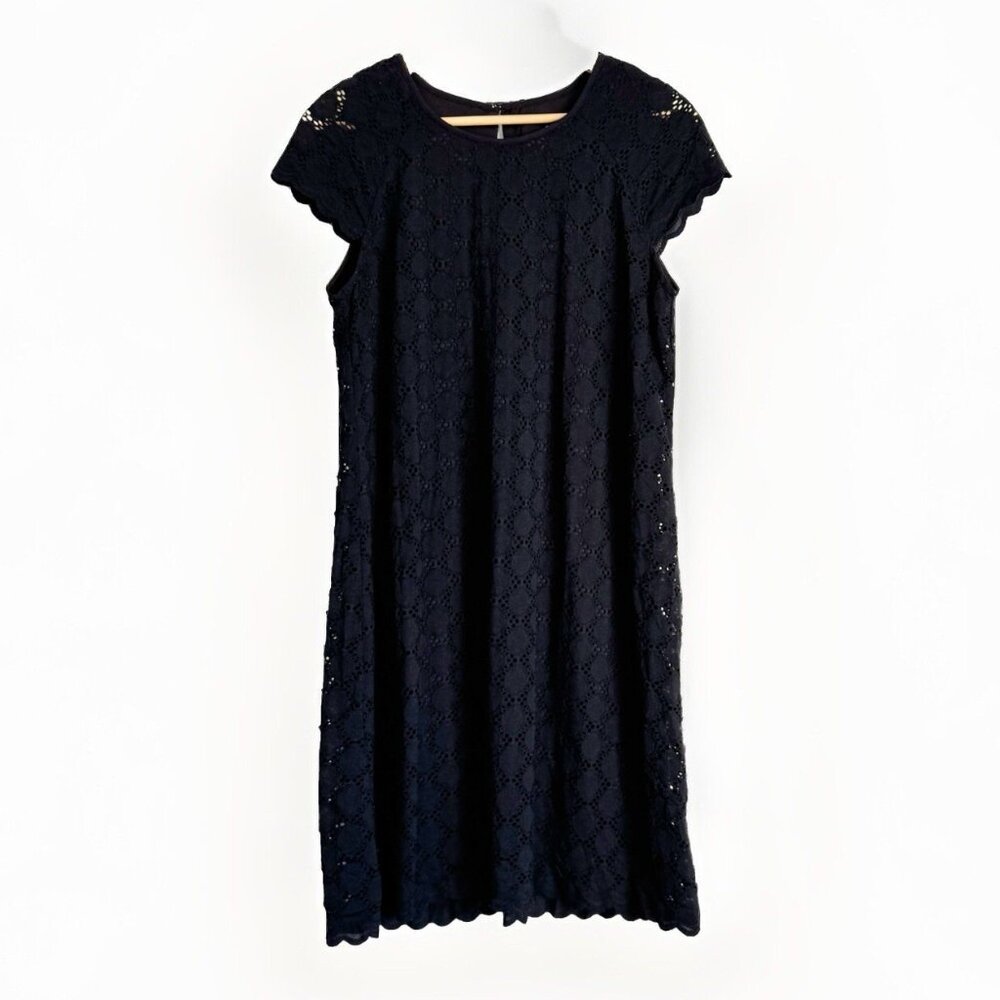 Ronnie Nicole Black Eyelet Dress Women’s 12 Short Sleeves Feminine Whimsigoth